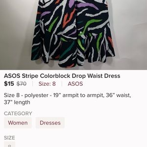 ASOS | Dresses | Asos Stripe Colorblock Drop Waist Dress | Poshmark